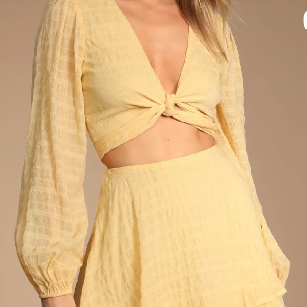 Lulu's Sunny Yellow Tie-Front Blouse
